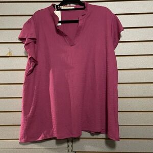 NWTs Boutique G+E Grace Plus Emma 2XL‎ Short Sleeve Blouse Top Shirt Dressy